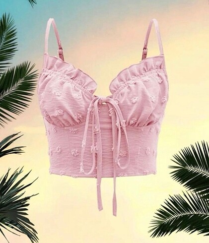 pembe crop top askili