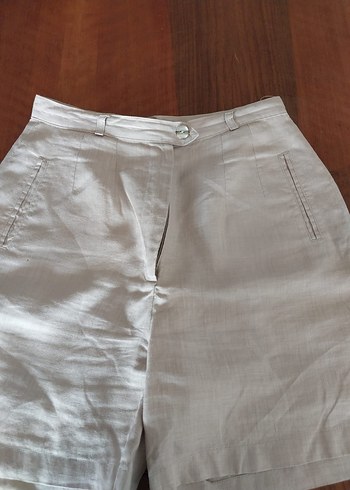 Bej Keten Şortu - Görsel 3