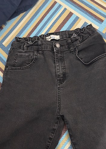 13-14 Yaş Beden siyah Renk Erkek Çocuk Siyah Denim Street Wear Pantolon
