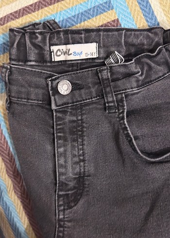 13-14 Yaş Beden Erkek Çocuk Siyah Denim Street Wear Pantolon