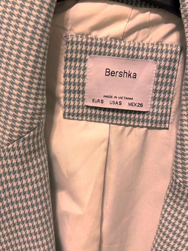 Düğmeli Gri Ekose Kadın Blazer - Görsel 5