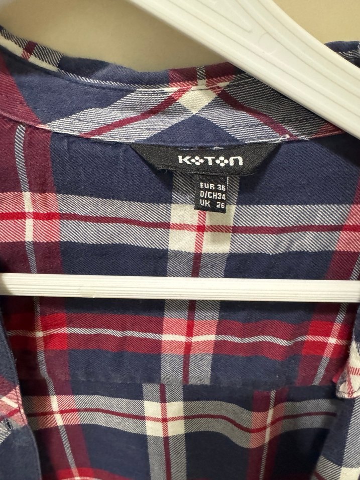 Düğmeli, Uzun Kollu Ekose Kadın Gömlek - Görsel 5