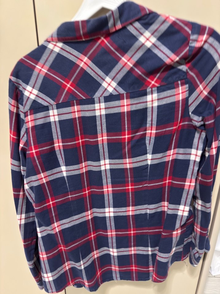 Düğmeli, Uzun Kollu Ekose Kadın Gömlek - Görsel 3