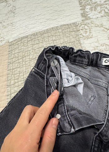 Erkek Çocuk Gri Bağcıklı Denim Pantolon - Görsel 6