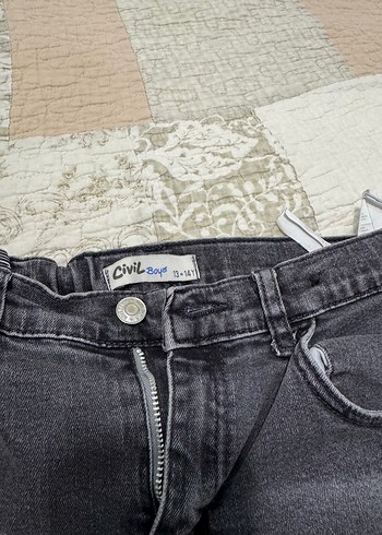 Erkek Çocuk Gri Bağcıklı Denim Pantolon - Görsel 4