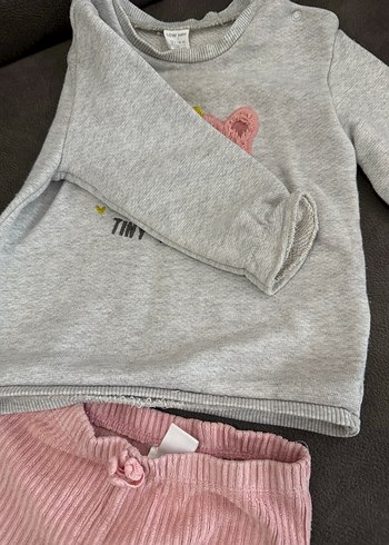 Gri Uzun Kollu Örme Bebek Kız Takımı - Görsel 5