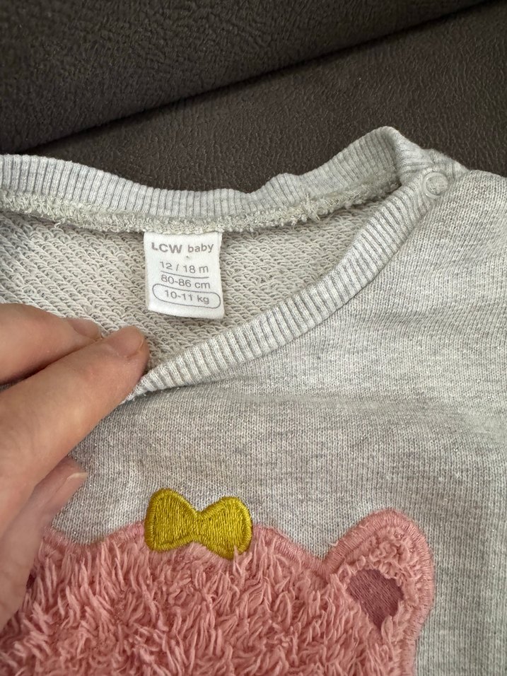 Gri Uzun Kollu Örme Bebek Kız Takımı - Görsel 3