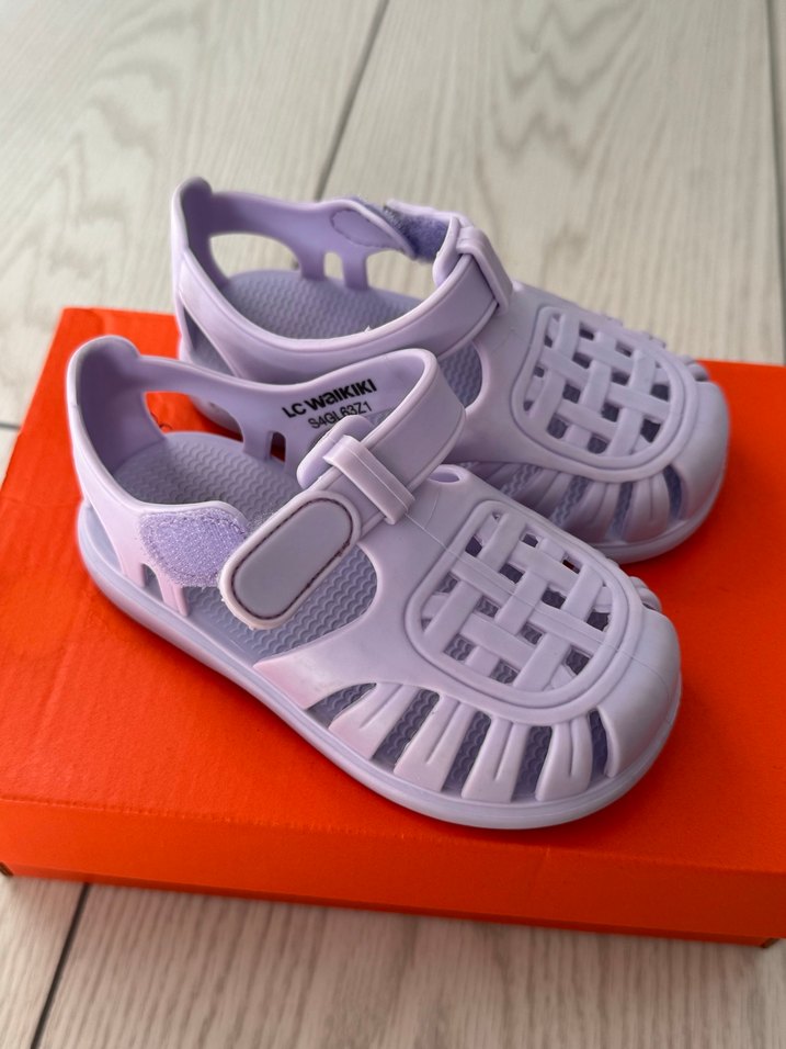 Kız Çocuk Mor Cırt Cırtlı Sandalet - Görsel 2