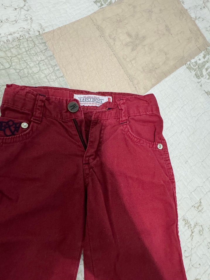 Kemerli Koyu Kırmızı Erkek Kot Pantolon - Görsel 4