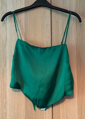 Yeşil Saten Görünümlü İnce Askılı Büstiyer - Görsel 2