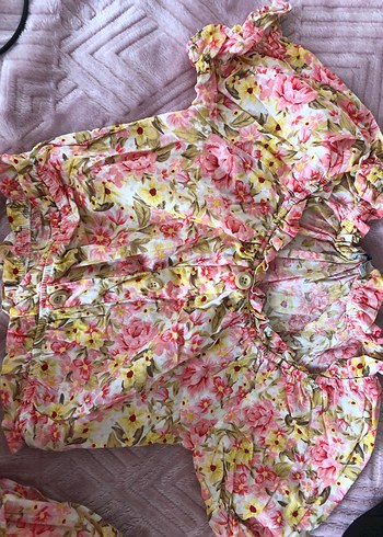 Pembe Çiçekli Volanlı Hamile Midi Etek - Görsel 2