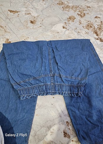 Kadın Mavi Bol Kesim Midi Kot Pantolon - Görsel 7