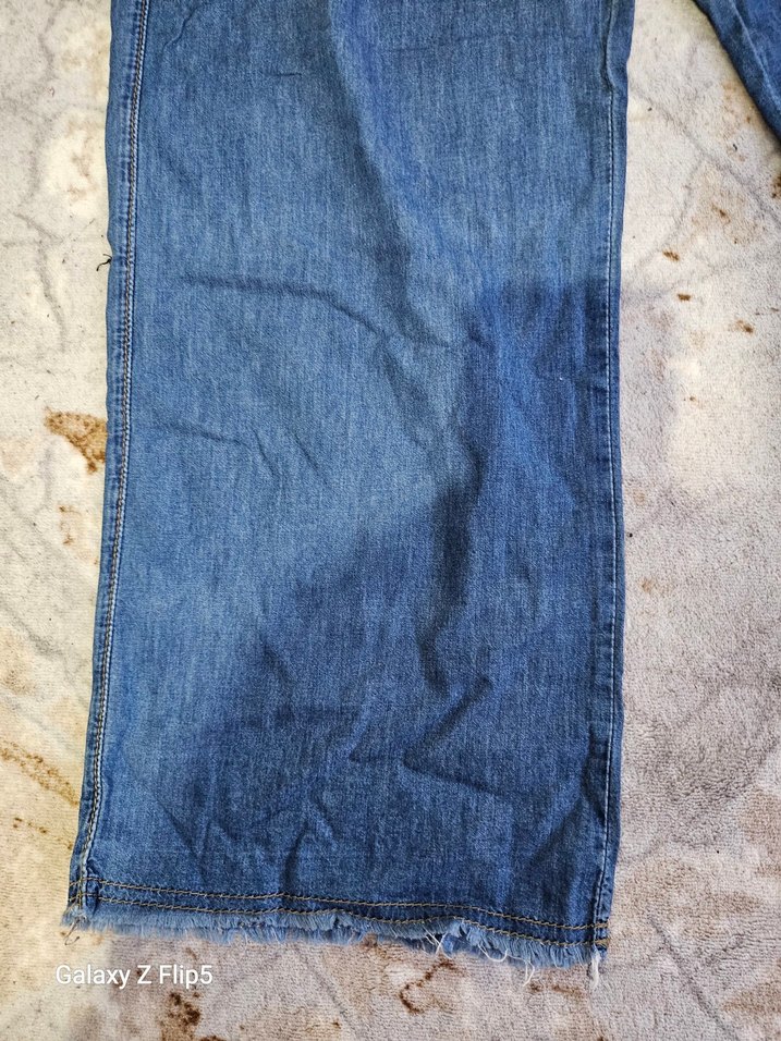 Kadın Mavi Bol Kesim Midi Kot Pantolon - Görsel 2