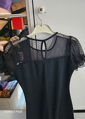 Siyah Fırfırlı Kısa Kollu Gotik elbise - Görsel 4