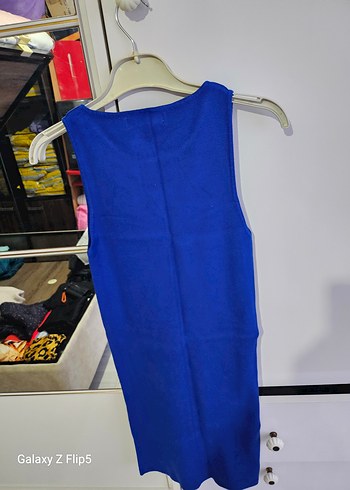 Kadın Mavi Kolsuz Midi Elbise - Görsel 4