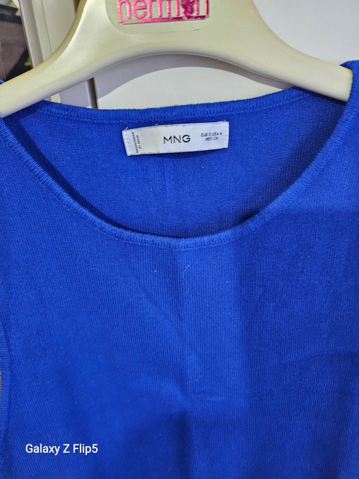 Kadın Mavi Kolsuz Midi Elbise - Görsel 3