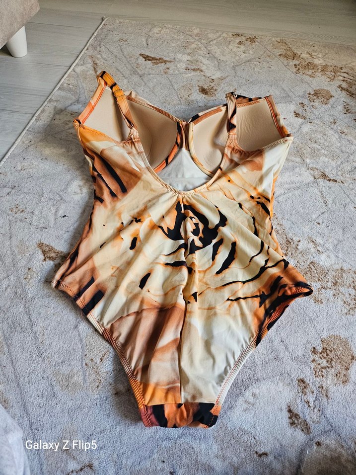 Bohem Tarzda Turuncu Bağlama Desenli Mayo - Görsel 4