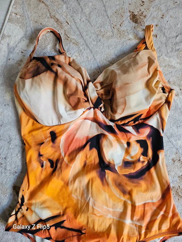 Bohem Tarzda Turuncu Bağlama Desenli Mayo - Görsel 2