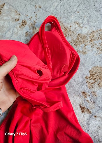 Drapeli Kırmızı Strappy Mayo - Görsel 4