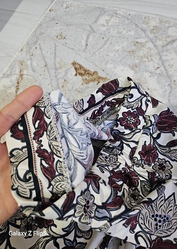 Bordo Desenli Bohem İspanyol Paça Pantolon - Görsel 6