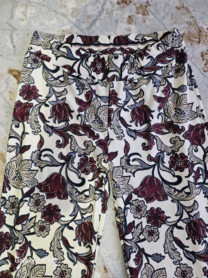 Bordo Desenli Bohem İspanyol Paça Pantolon - Görsel 4