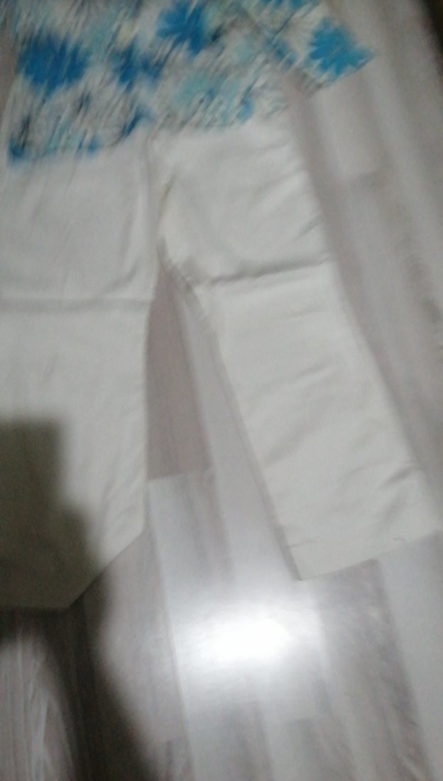 Mavi Çiçek Desenli Düğmeli Kadın Pantolon - Görsel 3