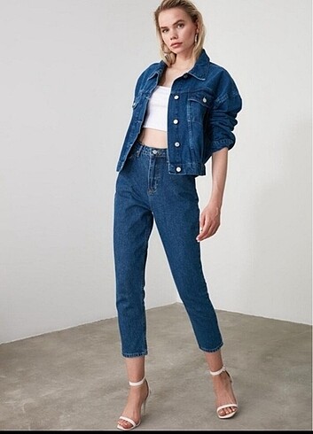 44 Beden mavi Renk Mom jeans iki adet