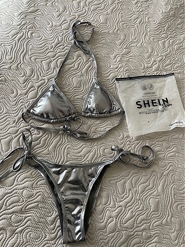 Sheinside Shein metalık bikini takımı