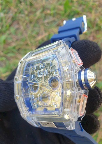 Diğer Richard Mille Şeffaf Kasa Mavi Erkek Saat