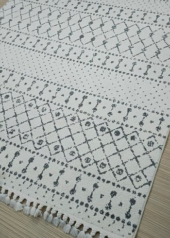 Gri Beyaz etnik iskandinav Desenli bohem Halı. ANGORA