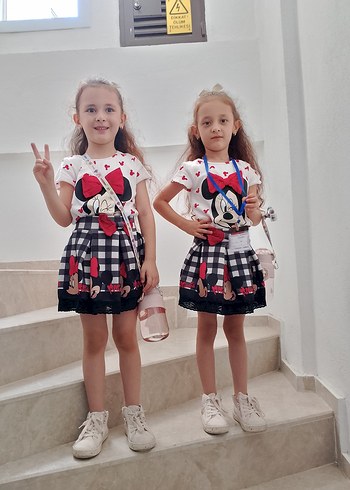 Kız Çocuk Beyaz Pamuklu Baskılı etek