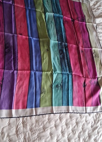 Bohem Çok Renkli İpek Kadın Fular - Görsel 2