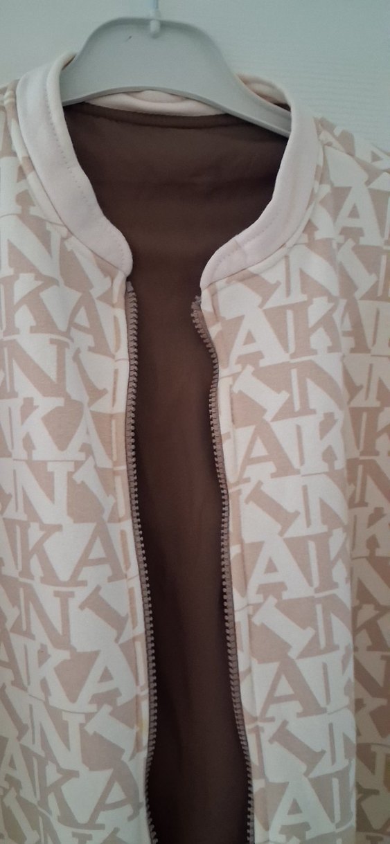 Bej Baskılı Midi Hamile Ceket - Görsel 2