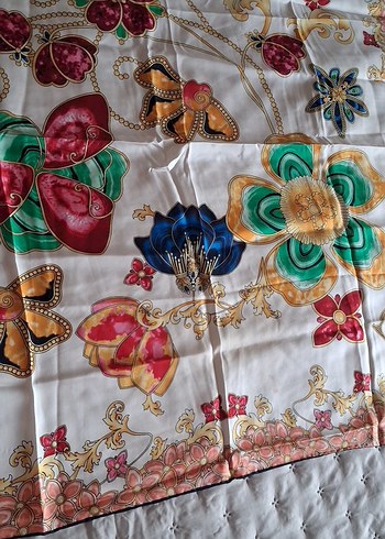 İpek Dokulu Çok Renkli Bohem Kadın Fuları - Görsel 2