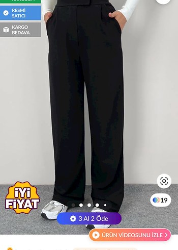 Diğer Sik Ve Rahat Siyah Bol Paca Pantolon