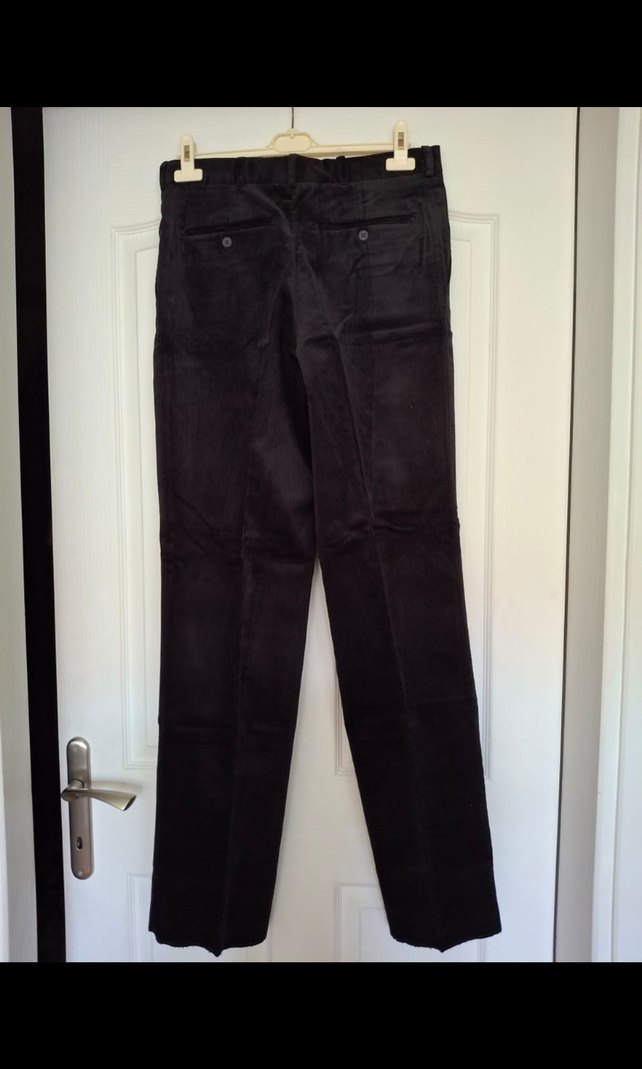 Siyah kadife Erkek Kemerli Pantolon - Görsel 3