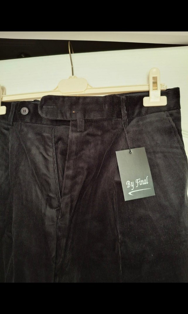 Siyah kadife Erkek Kemerli Pantolon - Görsel 2