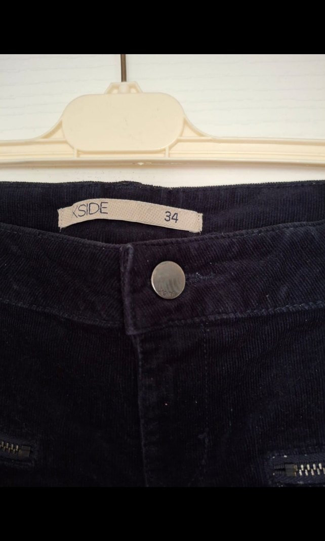 Kızlar için Lacivert Fermuarlı Kot Pantolon - Görsel 3