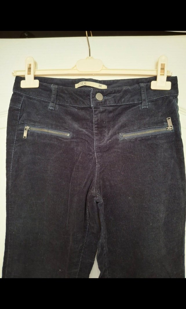 Kızlar için Lacivert Fermuarlı Kot Pantolon - Görsel 2