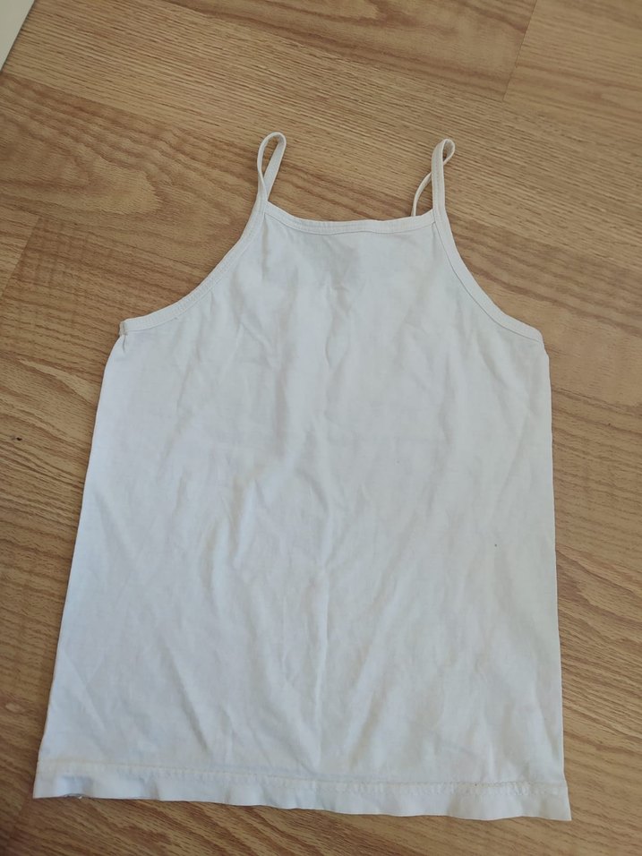 Beyaz Kız Çocuk İnce Askılı Atlet - Görsel 2