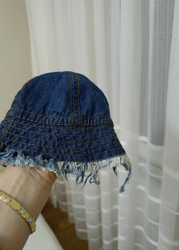 Püsküllü Lacivert Denim  çocuk Şapka - Görsel 2