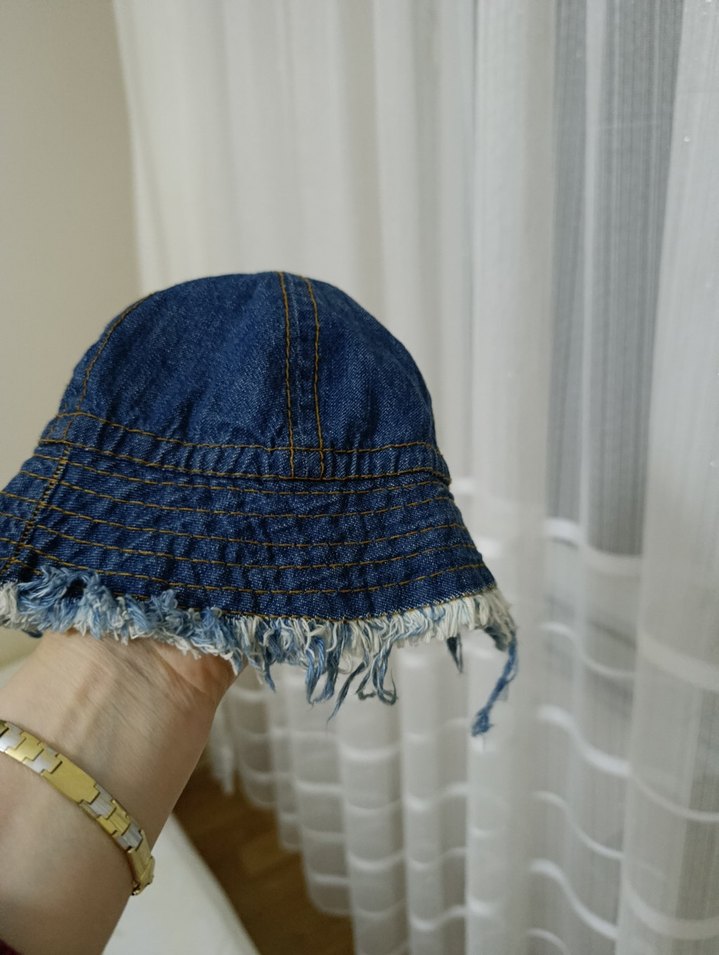 Püsküllü Lacivert Denim  çocuk Şapka - Görsel 2