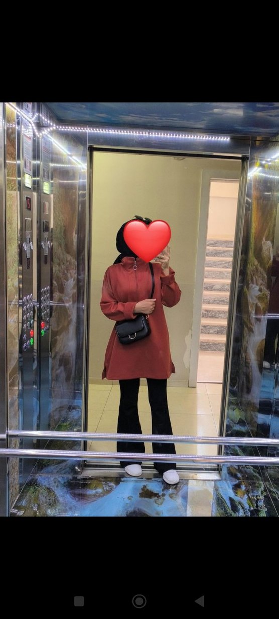 scuba tunik Kadın Kahverengi Fermuarlı Yüksek Yaka Sweatshirt - Görsel 2