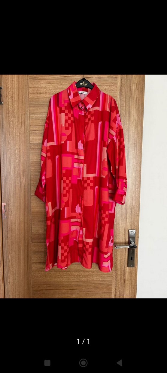 Uzun Kol Renkli Bohem Gömlek Elbise - Görsel 2