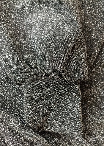 simli Gri Kadın Triko Kazak, Uzun Kollu, Rahat Kesim - Görsel 3