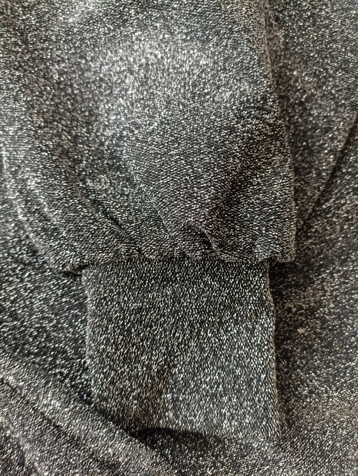 simli Gri Kadın Triko Kazak, Uzun Kollu, Rahat Kesim - Görsel 3