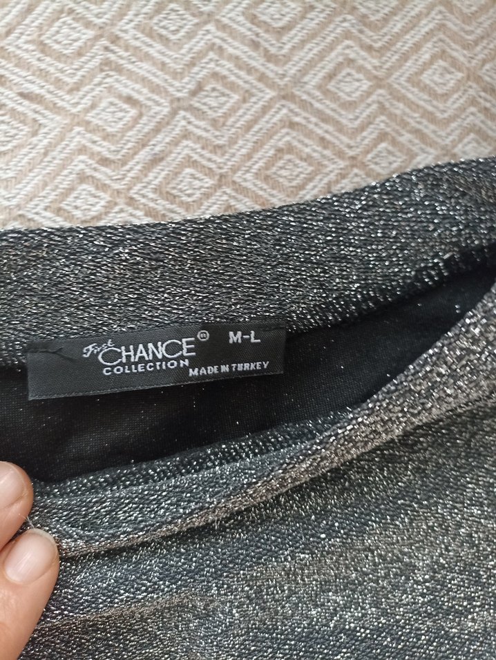 simli Gri Kadın Triko Kazak, Uzun Kollu, Rahat Kesim - Görsel 2