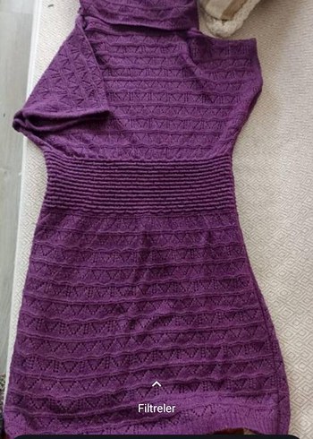 Mor Bohem Midi Örgü Kadın Süveter boğazlı temiz - Görsel 3