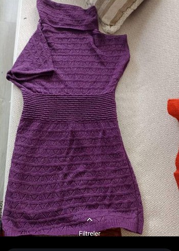 Mor Bohem Midi Örgü Kadın Süveter boğazlı temiz - Görsel 2