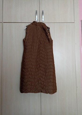 Kahverengi Uzun Fermuarlı Kadın Yelek - Görsel 2